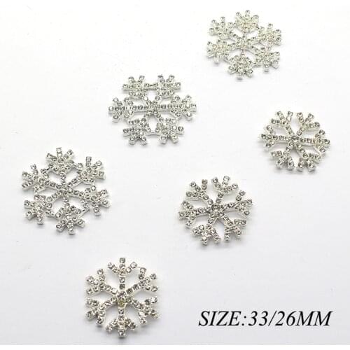 Creative Snowflake Rhinestone Buttons 10Pcs / Lot Multi-Size Alloy Rhinestone Buttons Sewing Party Decoration Handmade