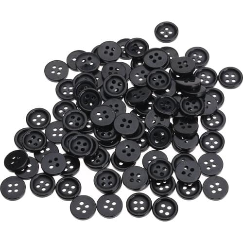 100pcs Black Sewing Buttons 4 Holes 10MM Round Resin Buttons Fit for Sewing Clothes Scrapbook CraftClothes Sewing Accessories