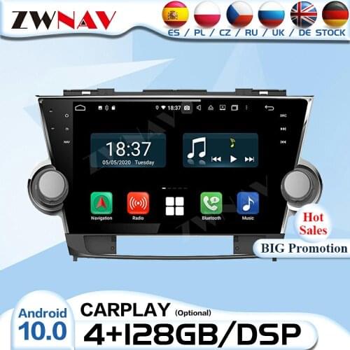 2 Din Carplay Android 10.0 Radio Receiver For Toyota Highlander 2011 2012 2013 2014 Audio Stereo Video Player CAR GPS Head Unit