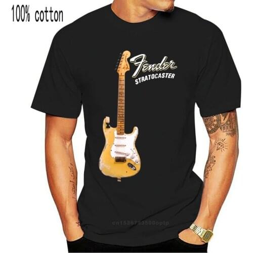 2019 100% Cotton Print Shirts customized T-shirt YNGWIE MALMSTEEN Stratocaster Electric Guitar T-Shirt Black