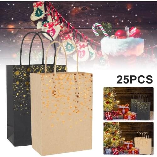 25 pcs Gift Bag Ramadan Kraft Paper Bag with handles Wedding Christmas Festival gift bags Commemorative Packaging Favor Bag