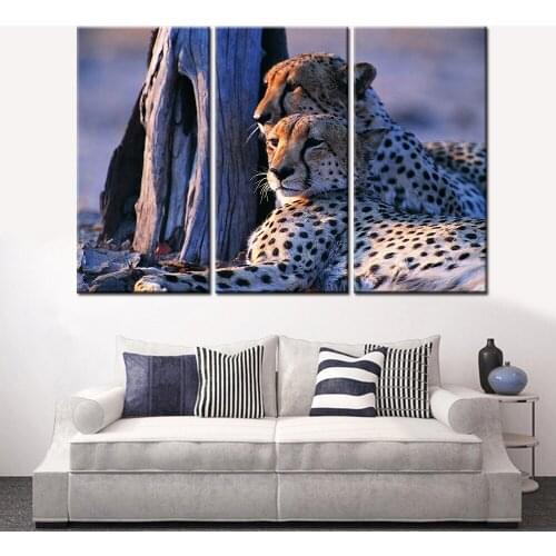 3 Pieces Drop Shipping Realist Animal Leopard Still Life Nordic Decorative Canvas Wall Art Painting for Living Room No Frame