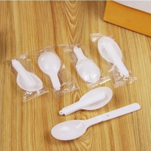 5000pcs Disposable Plastic White Scoop Folding Spoon Ice Cream Pudding Scoop With Individual Package#9837