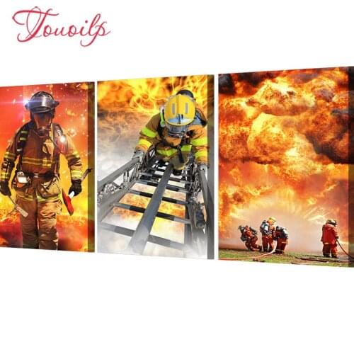 Full square Diamond Embroidery sale Fireman Fire Fighter 3pcs 5D Diamond painting,Diamond mosaic pattern,needlework,puzzle decor