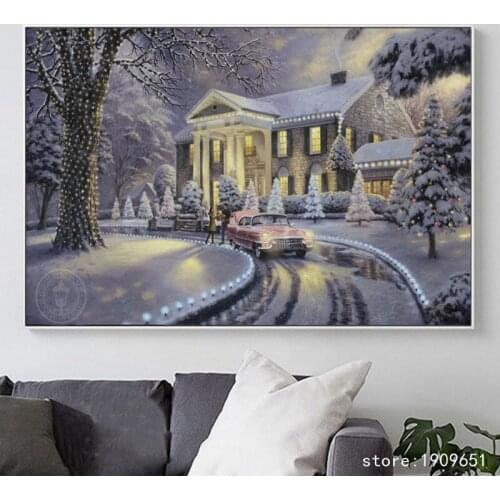No frame classical Thomas snow light house scenery oil painting canvas printings printed on cotton wall art decoration picture