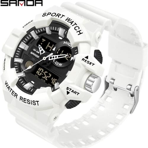 SANDA Mens Watch White G Style Sports Watch Digital Waterproof Casual Watch S Shock Male Clock Relogios Masculino Watch Male