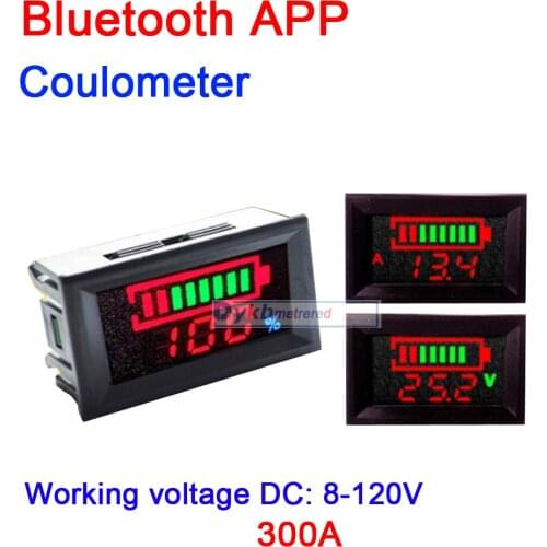DC 8-120V 300A lithium Battery Monitor Capacity Tester display METER Bluetooth APP FOR 12V 24V 36V 48V 60V CAR RV UPS lead-acid