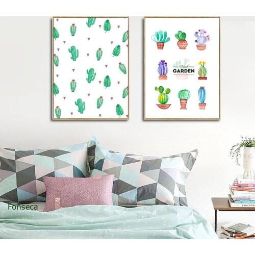 Nordic Home Decoration Cute Cartoon Cactus Poster And Prints Nursery Canvas Painting Wall Art Pictures Creative Kids Room Decor