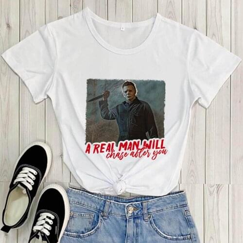 Horror Characters Halloween Shirt New Arrival Casual 100%Cotton Funny T Shirt Halloween Movie Shirt Trendy Holiday Tees