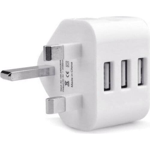 HOT-Universal Usb Uk Plug 3 Pin Wall Charger Adapter With Usb Ports Travel Charger Charging For Phone Ipad(3 Port)