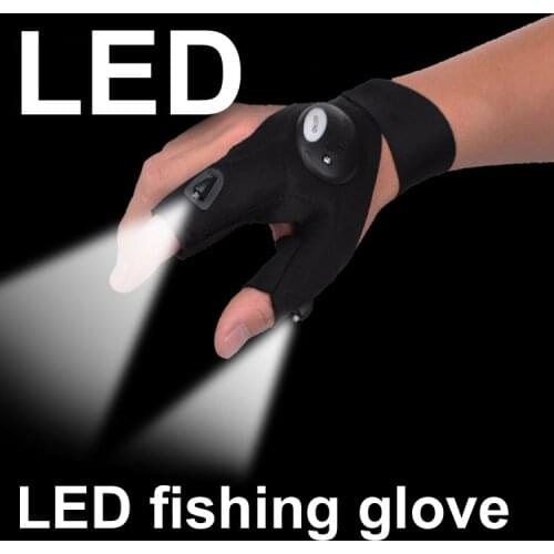 Car Bike Tire Repair tool Night Fishing Glove with LED Light Rescue Tools Outdoor Gear Magic Strap Fingerless Glove