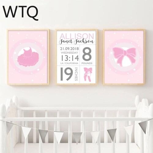 Canvas Painting Customizable Cartoon Pink Nursery Pictures Poster and Printed Wall Art Room Wall Decor Canvas Art Surprise Box