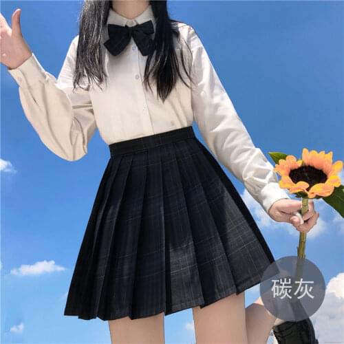 3 Pieces Set Anime Clothes Pleated Skirts Japanese School Uniform High Waist A-Line Plaid Skirt Sexy JK Uniforms Cosplay Seifuku