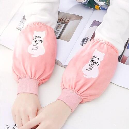 Korean version of the cute cartoon flannelette cuff short female adult child home office antifouling clean sleeve man