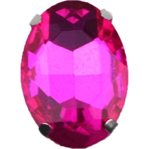 Rose Red Four Claw Oval Shape High Quality Silver Base Crystal Glass Flatback Sew On Rhinestones For DIY Clothing/Garment