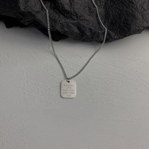 VSnow Minimalist Titanium Steel Square Letter Pendant Necklace for Women High Street Silver Color Necklace Jewelry Accessories