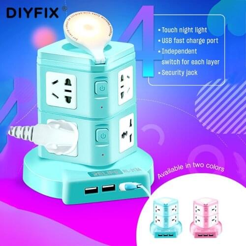 Portable 2/3/4 Layers Multifunctional Smart Socket With Night Light Lamp USB Fast Charging Port For Conference charging Housing