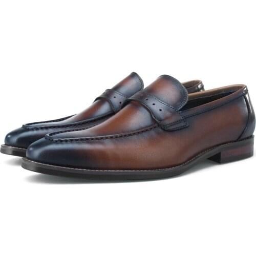 Fashion Brown / Black Loafers Mens Business Shoes Genuine Leather Wedding Formal Dress Shoes Male Social Shoes