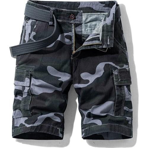 FAVOCENT Summer Cotton Casual Shorts Men Camouflage Cargo Shorts Men Army Green Jogger Tactical Military Shorts Men Knee Length