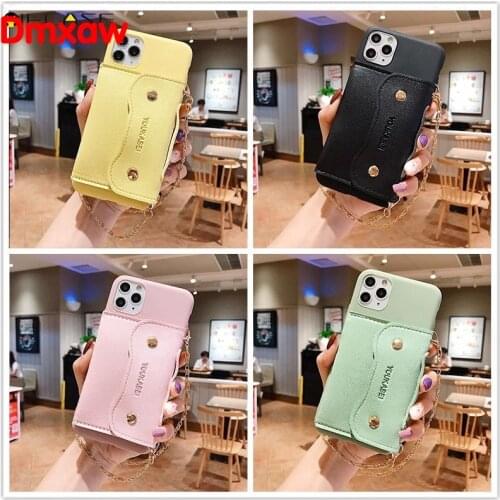 For Samsung Galaxy Note 10 9 8 5 S10 S9 S8 Plus S7 S6 Edge S10e Phone Case Simple Wallet Card Coin Cover Metal Strap Soft Cover