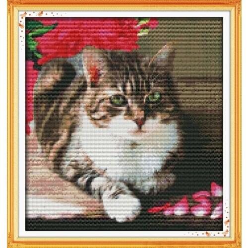 Lovely cat Printing pattern Cross Stitch Kits Printed Canvas DMC Counted Cross-stitch set Embroidery Needlework DIY Decor