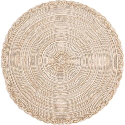 4Pcs Round Placemats Set,Hand-Woven Heat Insulation Non Slip Table Mats,for Kitchen&Dining Room 38cm