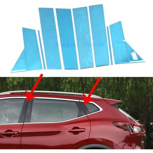 For Nissan Qashqai 2016-2020 Silver Mirror Effect Car Window Pillar Trim Cover Middle Column Trim Stickers Accessories