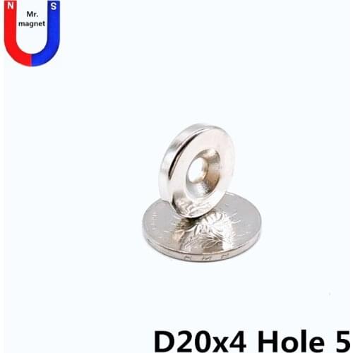 30/100/500pcs 20x4-5 magnet circular for hole 20x4 magnet With countersunk hole 5 super strong permanent 20*4 neodymium magnet