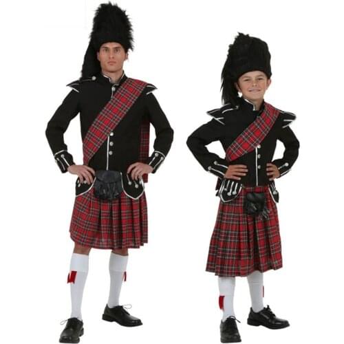 New Funny Halloween Christmas childrens Scotsman cosplay Costume party role play for adult kid clothing kid Boys with cap