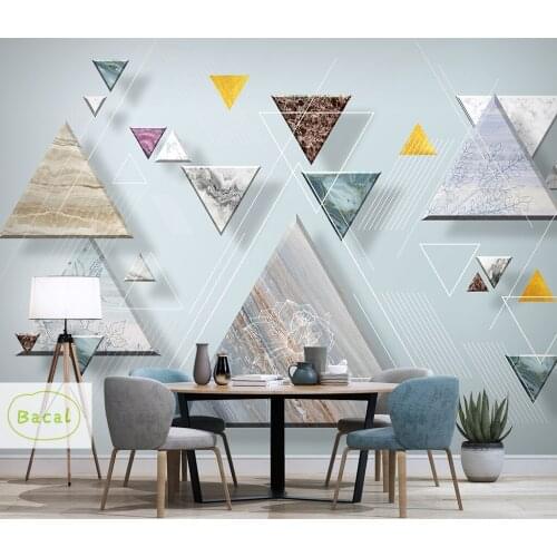 Bacal New fashion personality wallpaper 3d Triangle mosaic modern minimalist geometric TV background wall paper home decor Mural