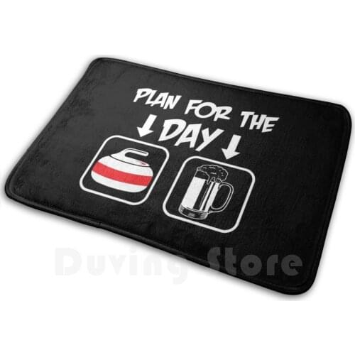 Plan For The Day Curling Mat Rug Carpet Anti-Slip Floor Mats Bedroom Curling Curl Ice Curling Rock Sports Game Curling Lovers