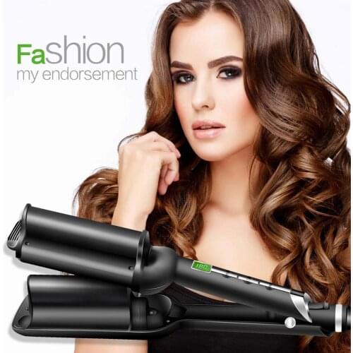 Three barrel curling iron with LCD temperature display curler ceramic tourmaline three tube curling iron rizador de cabello