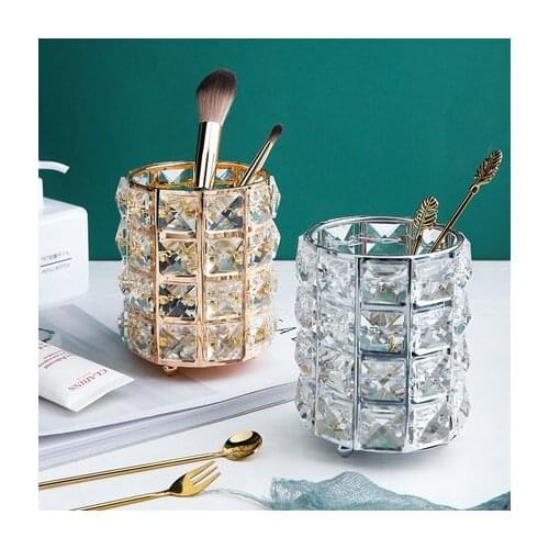 Light Luxury Style Creative Glass Makeup Pen Holder Beauty Brush Finishing Tank Debris Storage