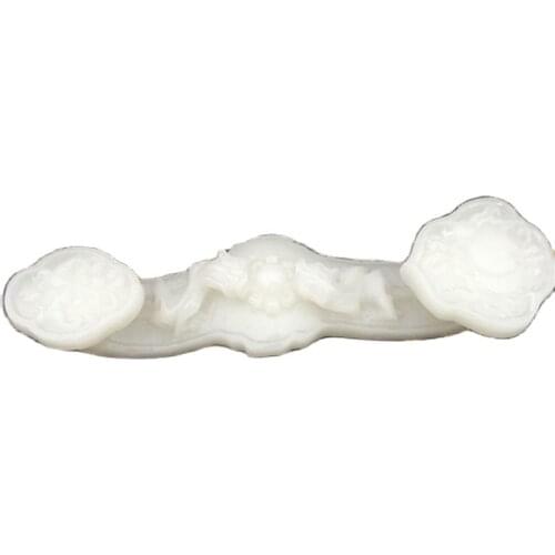 Chinese Hand-carved Natural Jade Han White Jade Ruyi Feng Shui Decoration