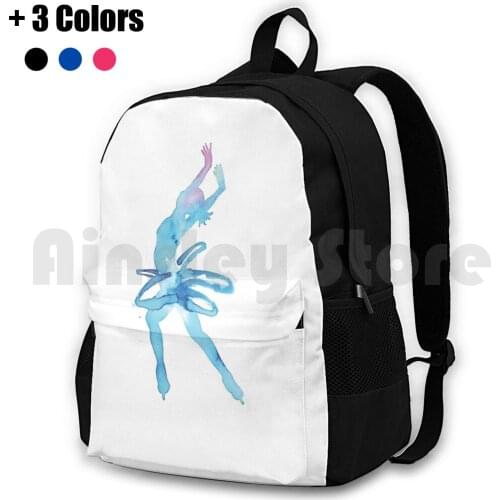 Ice Dancing In Watercolors Outdoor Hiking Backpack Waterproof Camping Travel Ice Skating Ice Skater Skater Figure Skating On