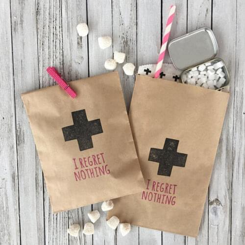 I Regret Nothing hangover kits Bachelordonut candy Buffet treat welcome bags BIRTHDAY Bridal Shower Bakery Cookie Favors pouches