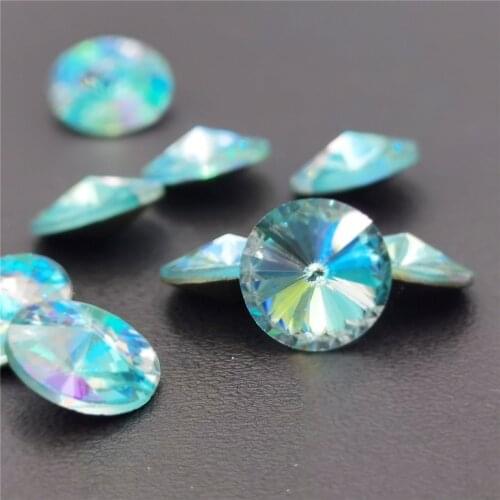 Jewelry Swarovsky Rivoli crystal 10mm round Austria loose stone Aquamarine LS for jewelry gifts DIY making accessories