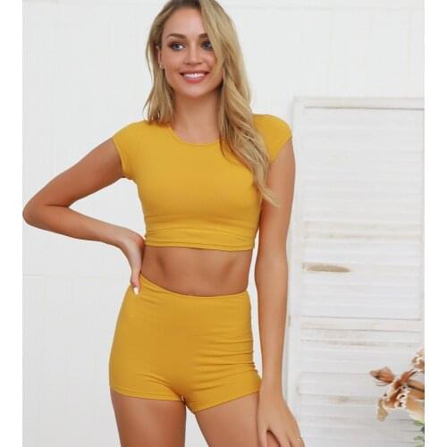 Women Solid Seamless Yoga Set Crop Top Gym Shorts Set Sportswear Quick Dry Fitness Clothing Sports Suit Running Workout Clothes