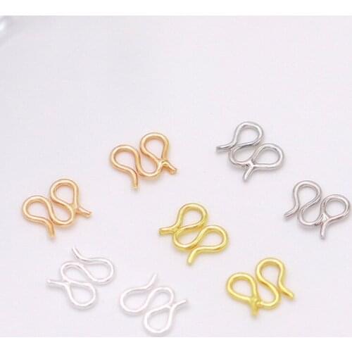 10pcs/lot Copper S Shape Hooks Gold Rhodium Color W/M Connector Fit DIY Handmade Bracelet Necklace Jewelry Making Findings