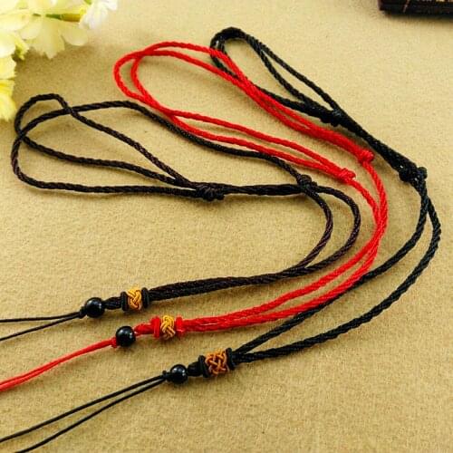 10pcs Hand Knited Necklace Silk Thread Knot Cord For Pendant- Net Yellow Black Bead