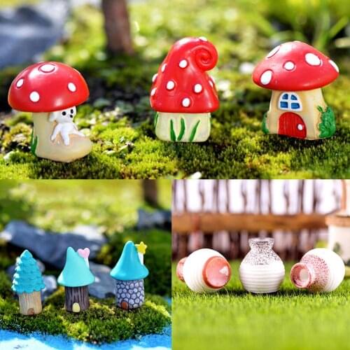 3Pcs/Set Vase House Miniature Fairy Garden Micro Landscaping Decor DIY Ornament Terrarium Figurines Decor DIY Dollhouse