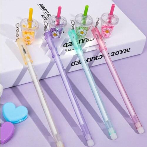36 pcs/lot Small Daisies Milk Tea Pendant Gel Pen 0.38 mm black ink Daisy Neutral Pen School writing Supply Promotional Gift