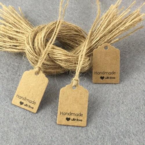 500 pcs 3x2cm Scalloped 'handmade with love' tag / Wedding Favour Gift Tag / DIY Tag / Price Label With 500 pcs string