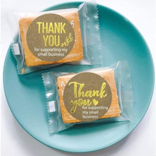 500pcs "thank you for supporting my small business" gift decoration seal sticker Wrapping sticker Gold round thank you sticker