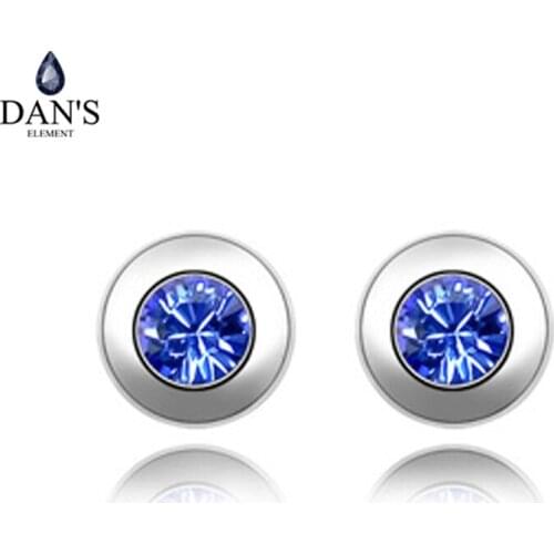 DANS 11 Colors Real Austrian Crystals Brand Stud earrings for women Fashion New Sale Hot #82336Blue