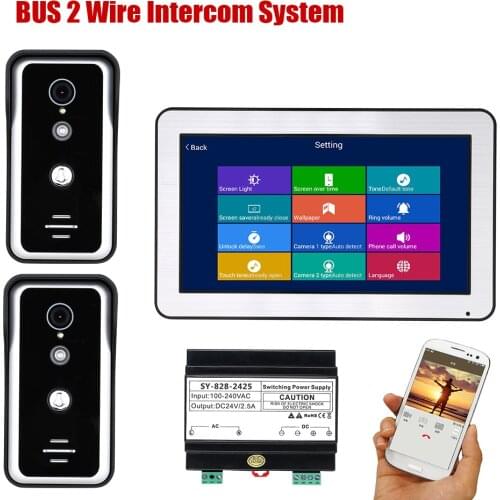 2 Wire Two to One Wifi 10 Inch Handfree Video Intercom System Doorbell HD 1000TVL White Led Night Vision APP Unlock Door phone