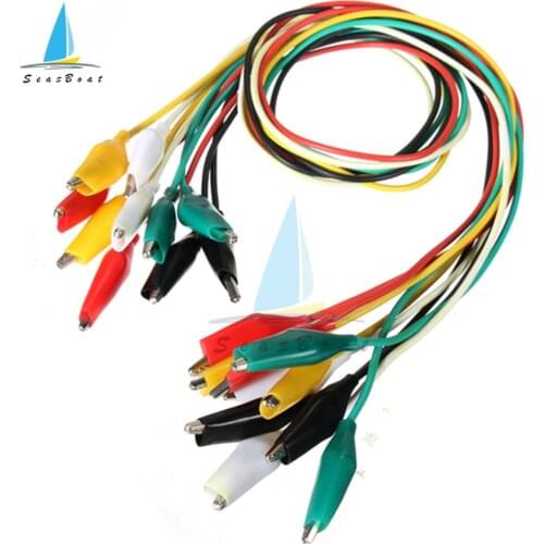 10pcs Alligator Clips Electrical Test Leads Alligator Double-ended Crocodile Clips Roach Clip Test Jumper Wire Line length 50cm