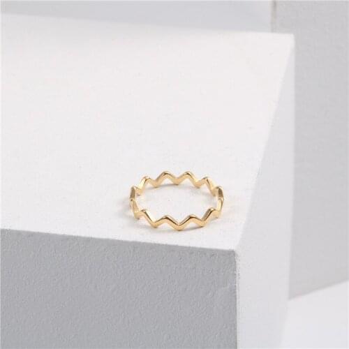 INSCHIC Free Shipping 2021 Trendy Geometric Wave Golden Color Finger Rings For Wedding Anniversity Simple Personality Women Ring