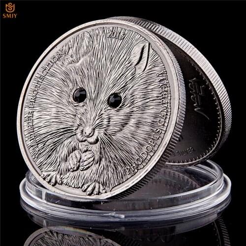 2015 Endangered Wild Protected Animal Phodopus Campbelli Mongolian Hard Black Eye Animal Theme Commemorative Coin Collectibles
