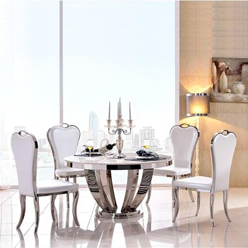 Stainless steel marble dining table round comedor sillas de comedor mesa comedor muebles de madera jantar chair cadeira Nordic